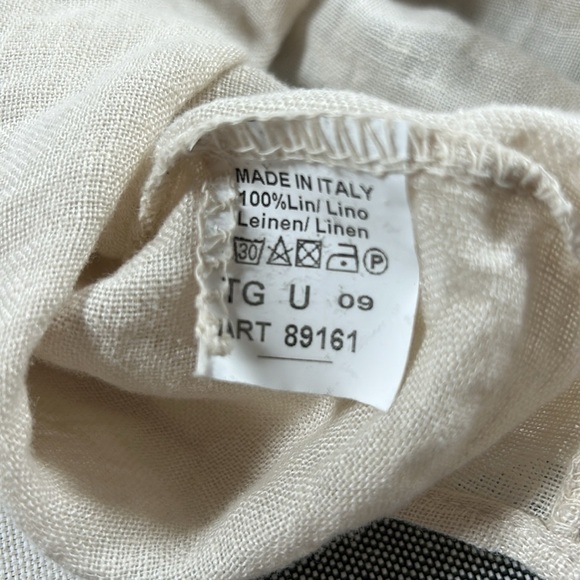 100% Linen Women's Top with Decorative Stitching V Neck 3/4 Sleeves One Size NWT - Picture 9 of 9